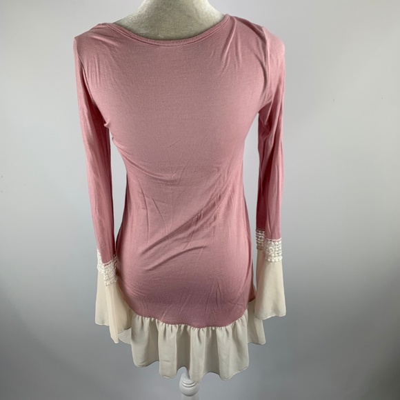 Love Story Small Blouse Pink Ruffle Sleeve Bottom - Picture 3 of 5